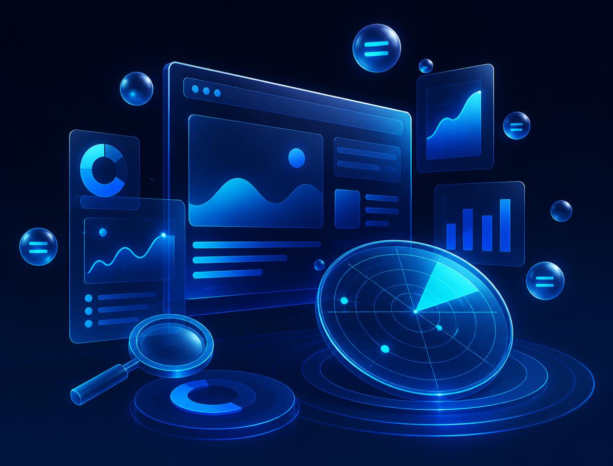 Pannello di analisi SEO con grafici e punteggi