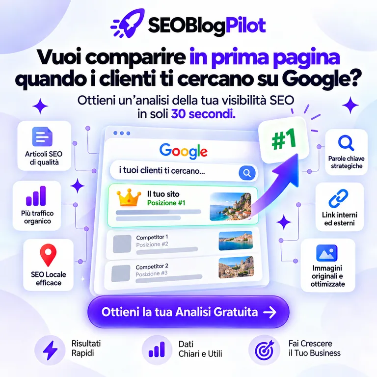 Confronto del posizionamento di un sito in prima pagina su Google