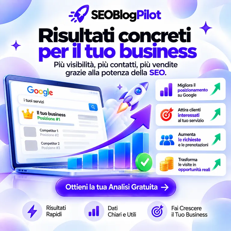 Risultati SEO per un'attività: più visibilità, contatti, richieste e opportunità commerciali